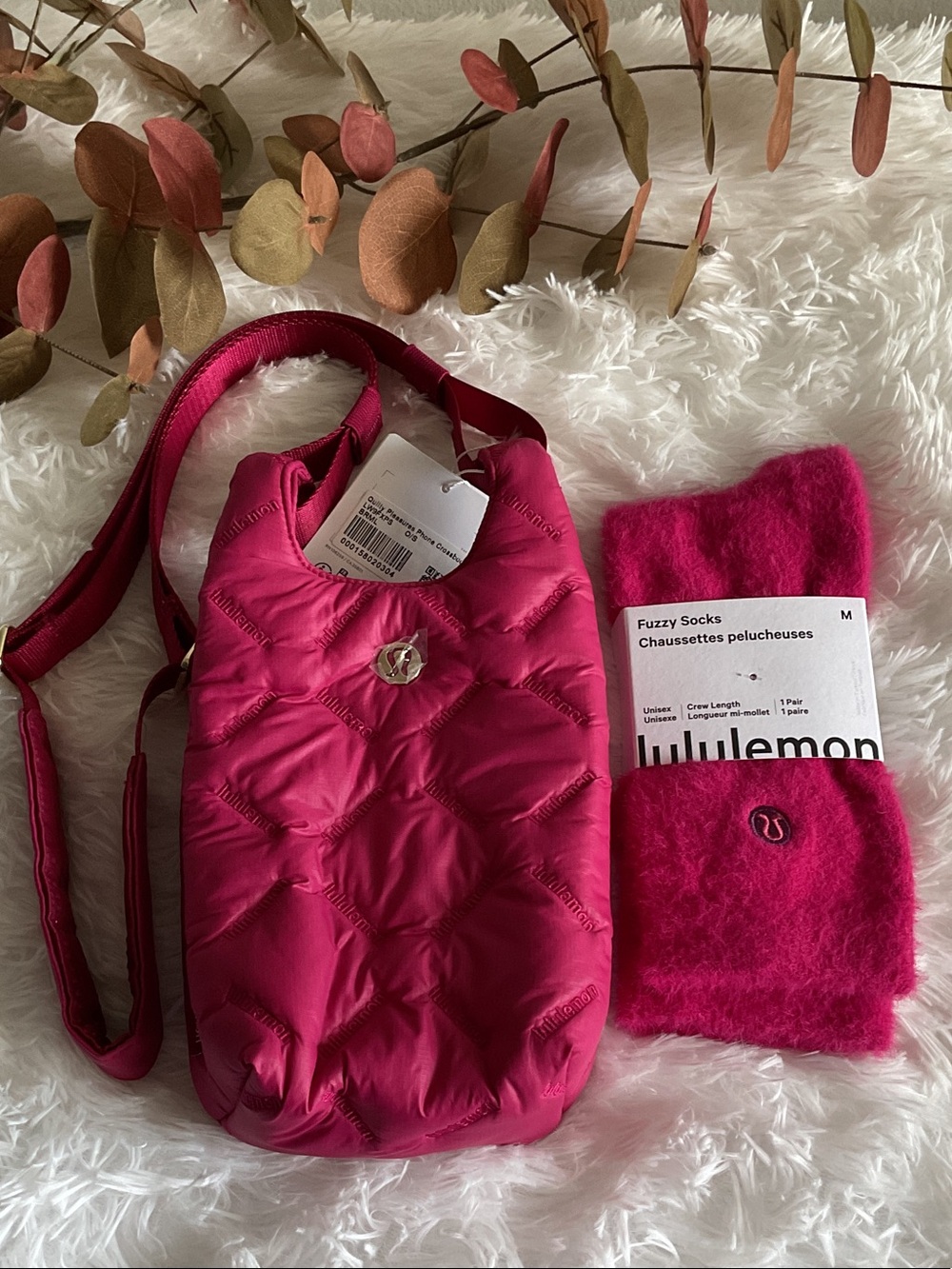 Lululemon Athletica Quilted Crossbody Bag & Fuzzy Socks BUNDLE!!